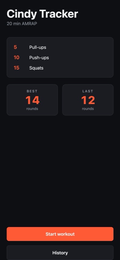 Home screen showing the round and your best and last results